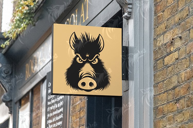 Scruffy Wild Boar Head SVG