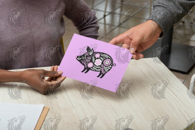Pink Floral Wild Boar PNG | Bold Hog Design for Sublimation & Crafts