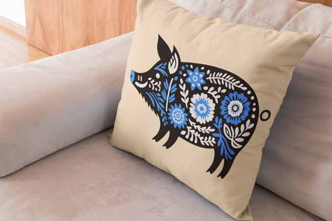 Royal Blue Floral Wild Boar PNG | Unique Hog Design for Sublimation & Crafts