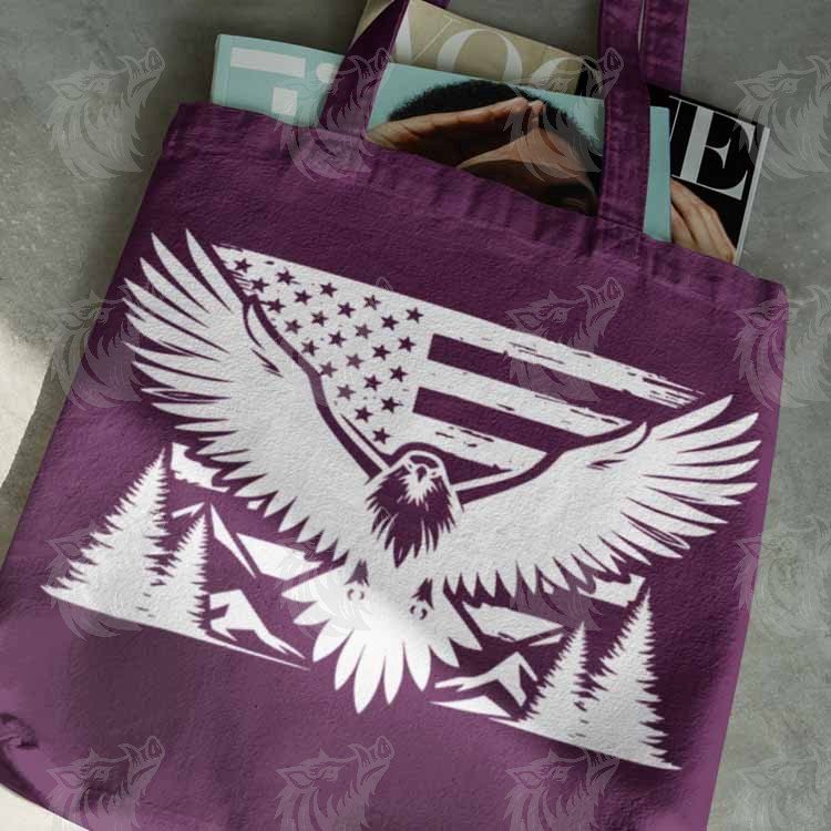 Hawk Eagle US Flag Mountain Peaks SVG | Patriotic Vector Design