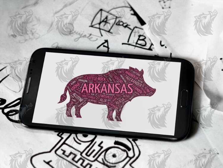 Arkansas Hog Word Art PNG | Razorback Sublimation Design | Wild Boar Clipart for T-Shirts & Tumblers