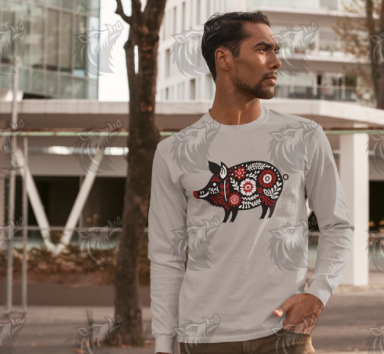 Red Floral Wild Boar