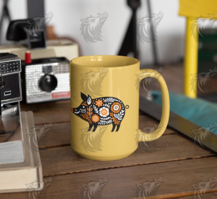 Orange Floral Wild Boar