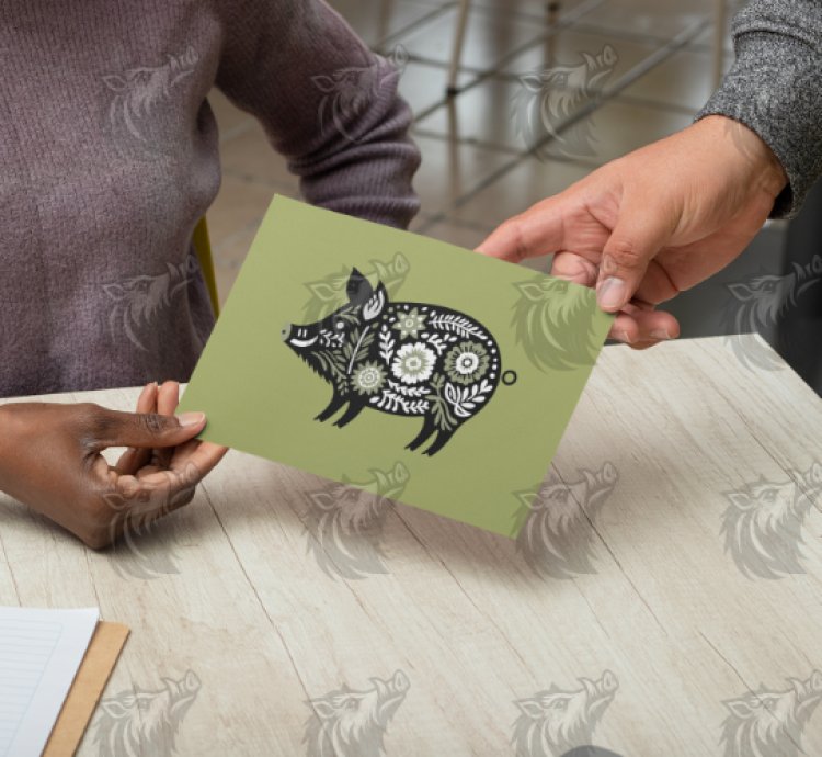 Military Green Floral Wild Boar