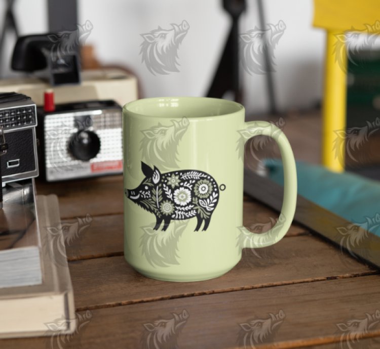 Military Green Floral Wild Boar