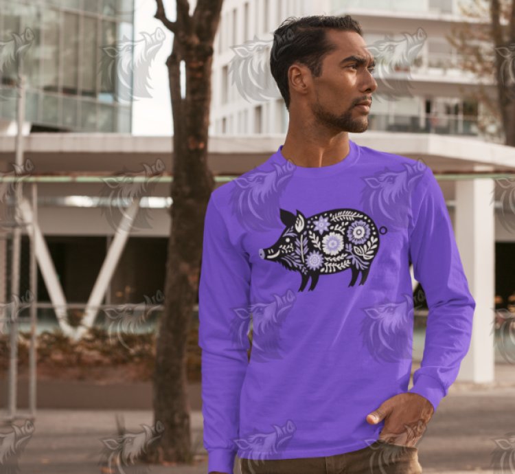 Lavender Floral Wild Boar