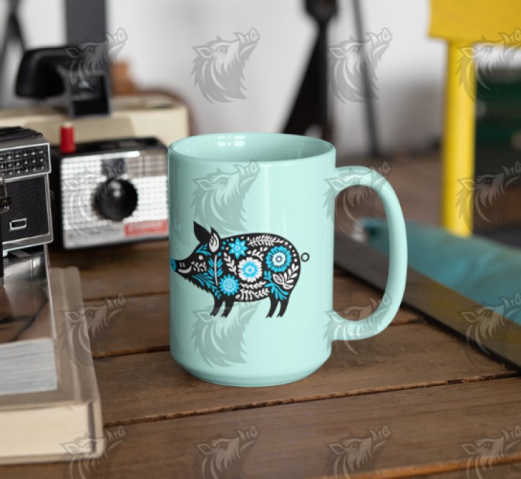 Ice Blue Floral Wild Boar