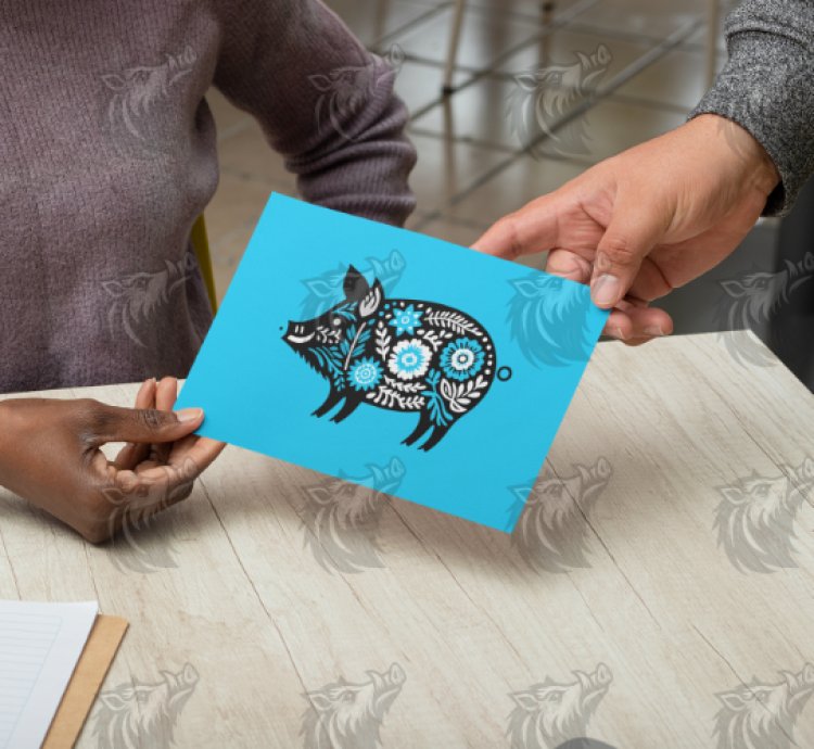 Ice Blue Floral Wild Boar