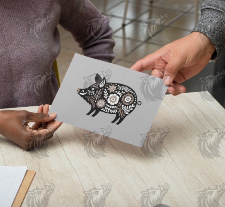 Brown Floral Wild Boar