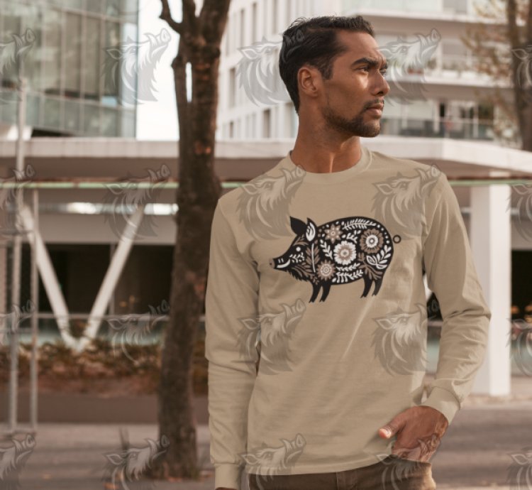 Brown Floral Wild Boar