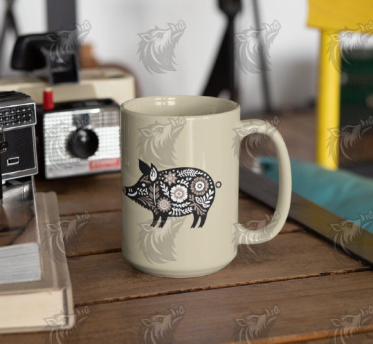 Brown Floral Wild Boar