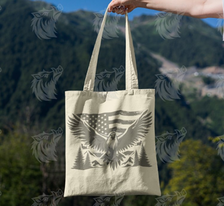 Hawk Eagle US Flag Mountain Peaks
