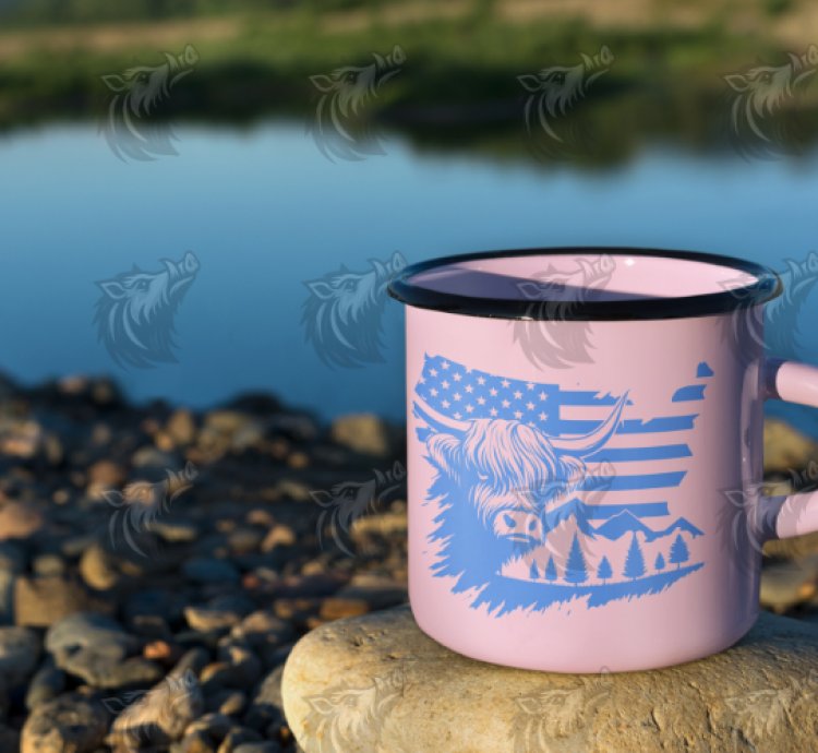 United States Highland Cow Flag SVG