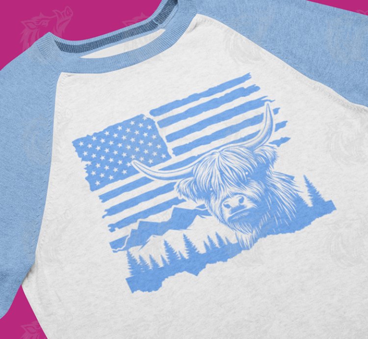 Highland Cow US Flag SVG Version 3