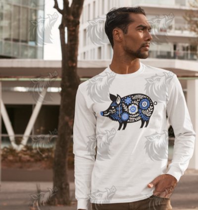 Royal Blue Floral Wild Boar 3