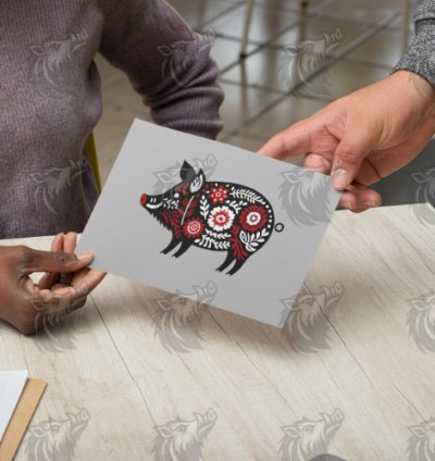 Red Floral Wild Boar