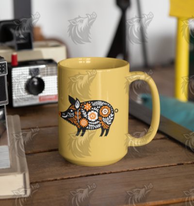 Orange Floral Wild Boar 4