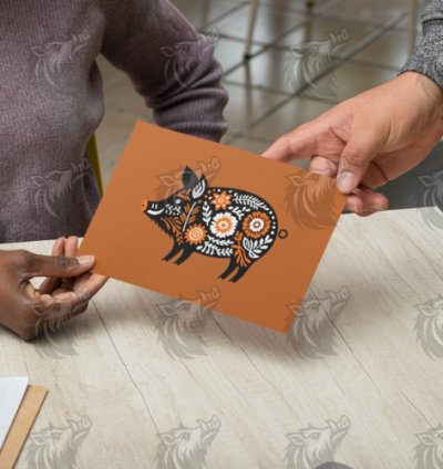 Orange Floral Wild Boar 3