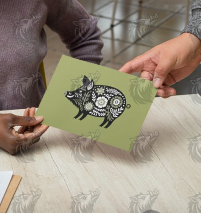 Military Green Floral Wild Boar 4