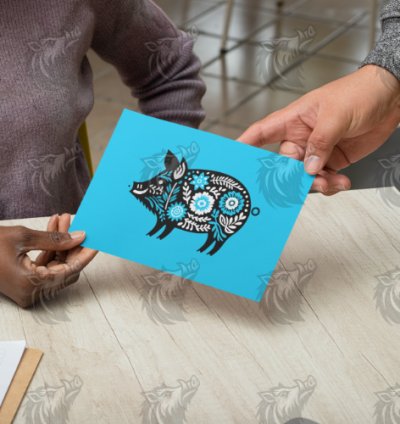 Ice Blue Floral Wild Boar 3