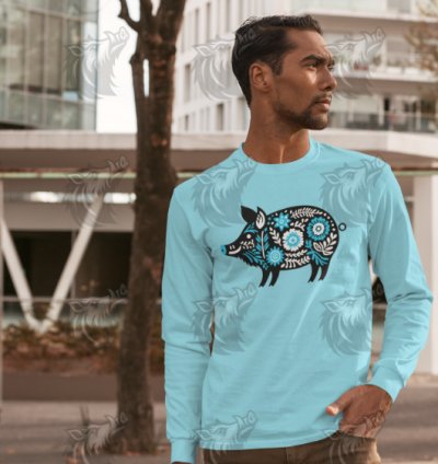 Ice Blue Floral Wild Boar