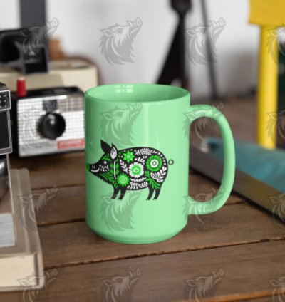 Green Floral Wild Boar 4