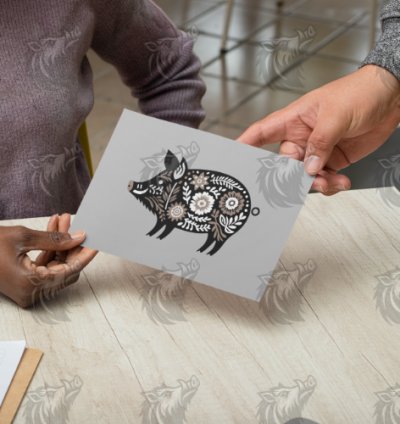Brown Floral Wild Boar 4