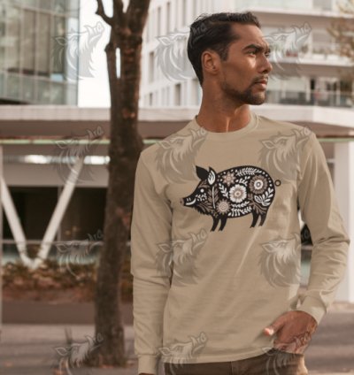 Brown Floral Wild Boar 3
