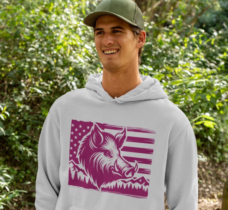 Wild Boar American Flag SVG | Patriotic Hunting Design