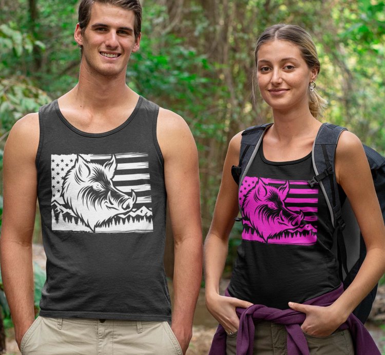 Wild Boar American Flag SVG | Patriotic Hunting Design