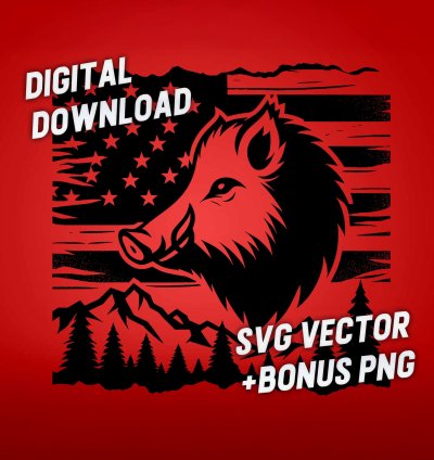 Wild Boar US Flag SVG