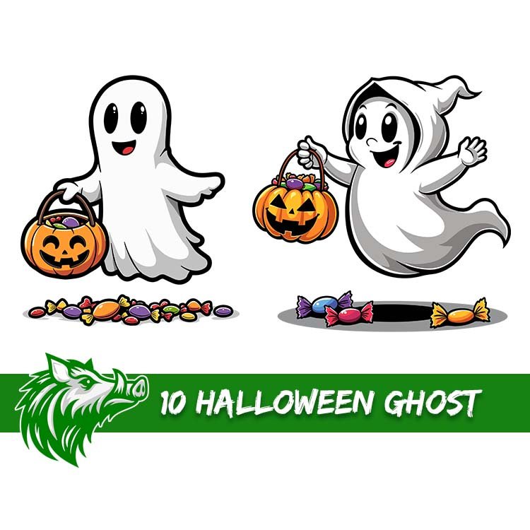 10 Free Halloween Ghosts High Res PNG Bundle