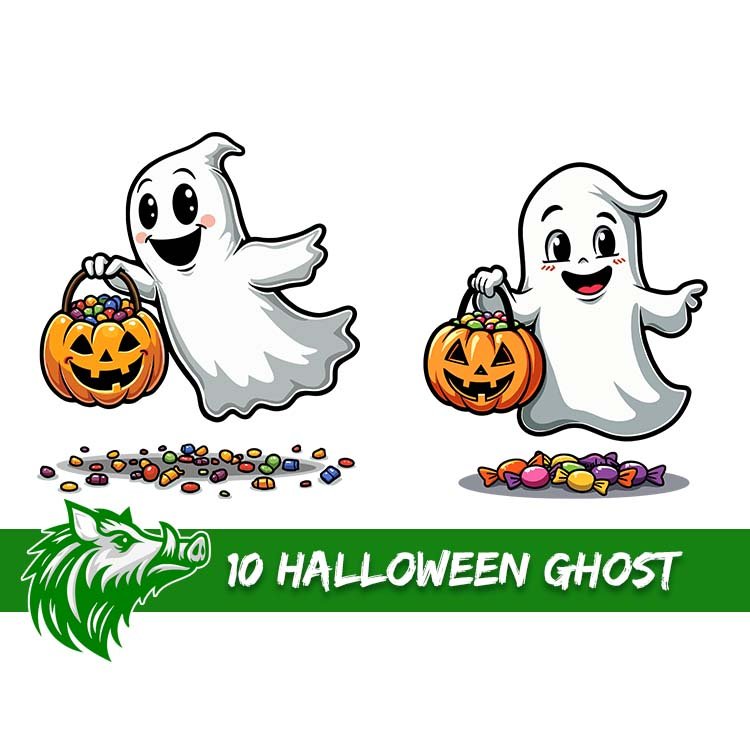 10 Free Halloween Ghosts High Res PNG Bundle