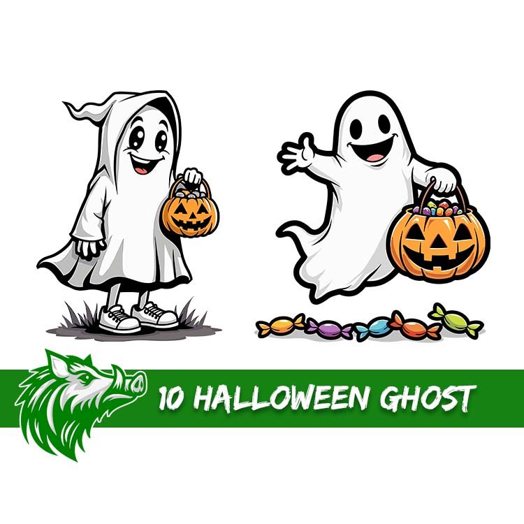 10 Free Halloween Ghosts High Res PNG Bundle