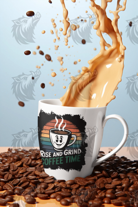 Rise and Grind Coffee Time PNG – Motivational T-Shirt Design 4