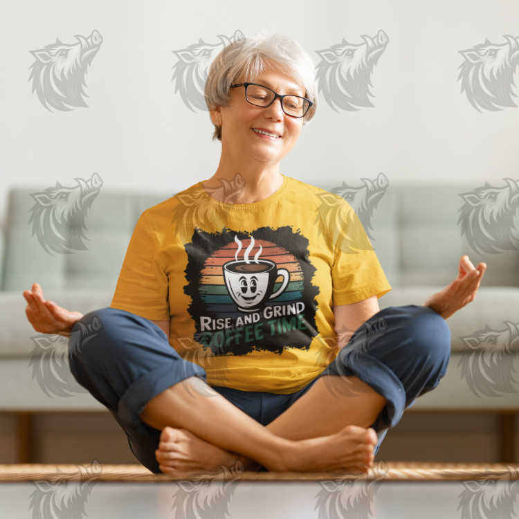 Rise and Grind Coffee Time PNG – Motivational T-Shirt Design